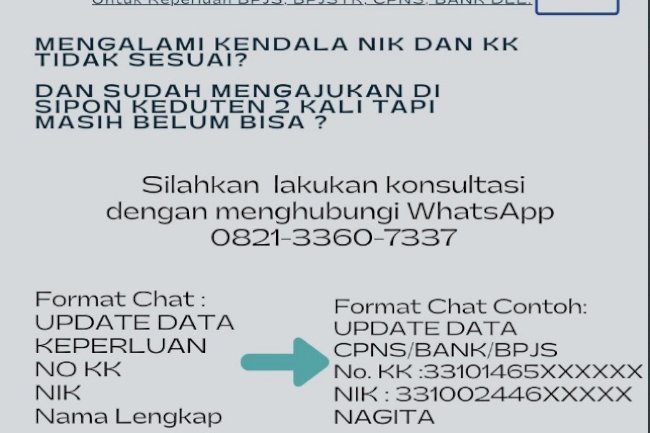Mengalami kendala dalam aktivasi NIK, Silahkan lakukan aktivasi melalui wa pengaduan.