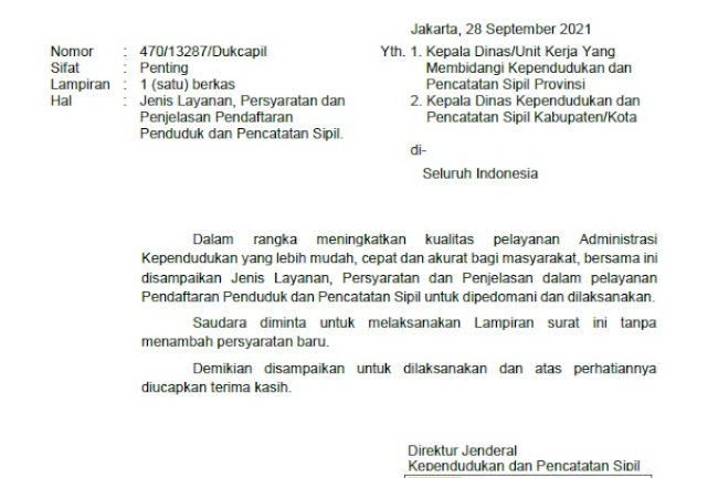 Jenis Layanan, Persyaratan dan Penjelasan Pendaftaran Penduduk dan Pencatatan Sipil.
