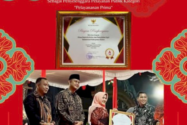 Dinas Kependudukan dan Pencatataan Sipil Kabupaten Klaten mendapatkan Penghargaan sebagai Penyelenggara Pelayanan Publik Kategori Pelayanan Prima Tahun 2023 dengan Predikat Nilai “A” dari Bupati Klaten.