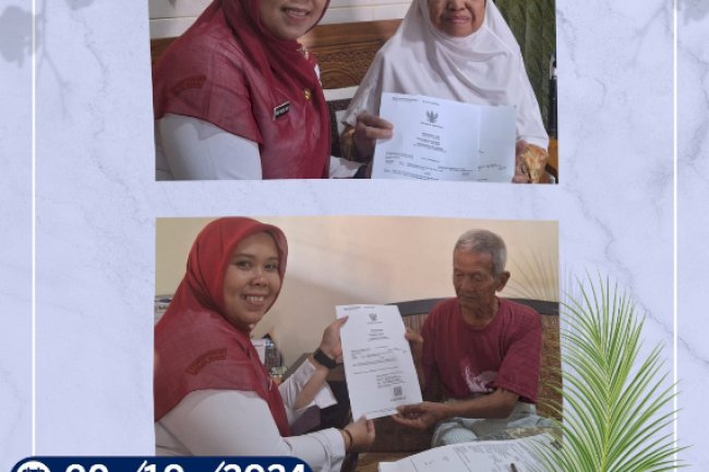 Dinas Kependudukan dan Pencatatan Sipil Kabupaten Klaten mengadakan kegiatan Jemput Bola Pembuatan Akta Kelahiran untuk para lanjut usia (lansia) di Desa Buntalan dan Desa Drono, Klaten. 