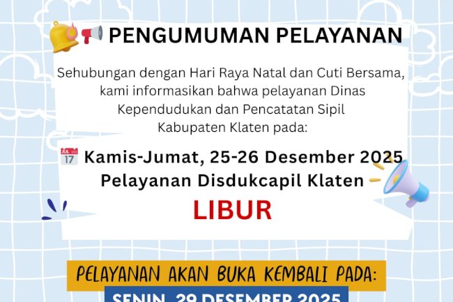PENGUMUMAN PELAYANAN