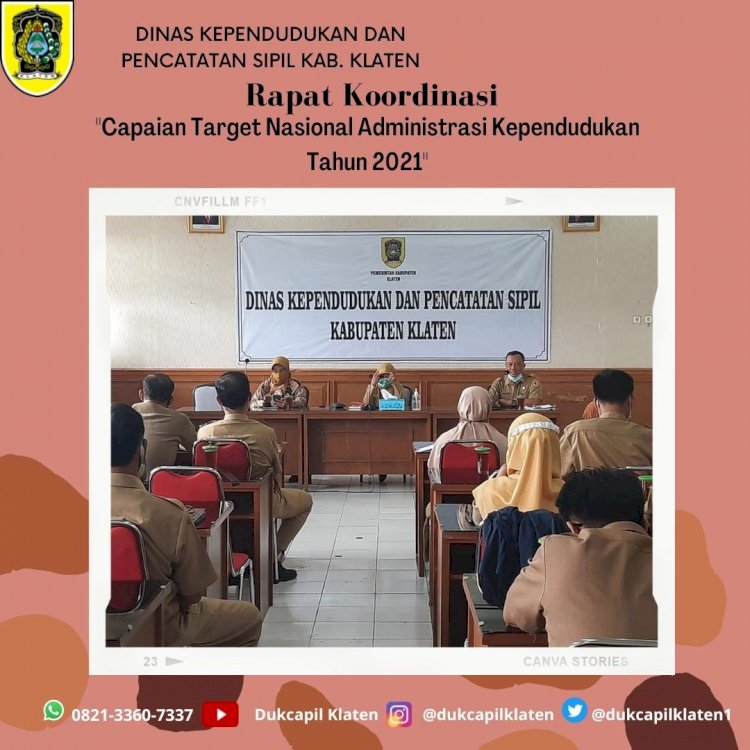 Rapat Koordinasi Capaian Target Nasional Administrasi Kependudukan Tahun 2021. 