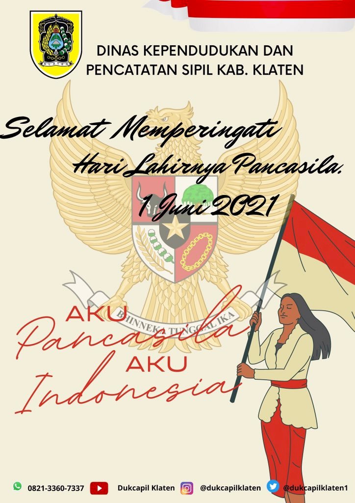 Selamat Memperingati Hari Lahirnya Pancasila 1 Juni 2021.