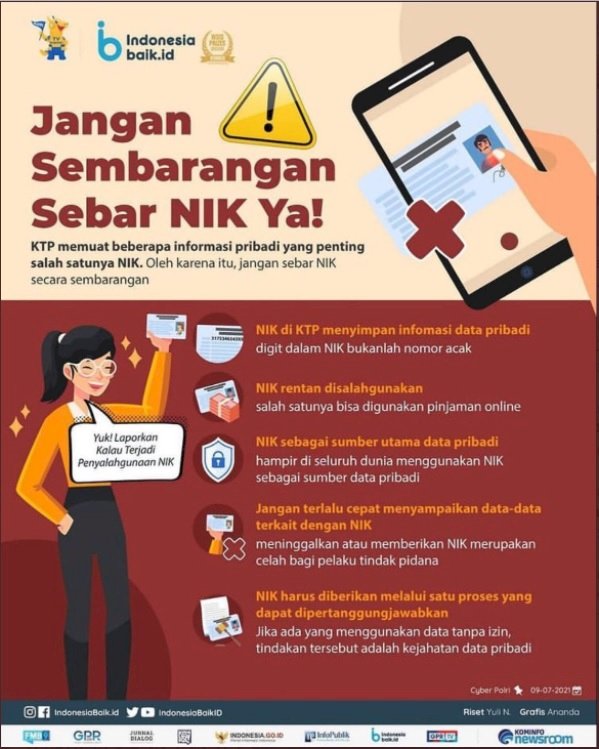 Mohon lebih hati-hati jangan sembarangan menyebarkan atau memberitahukan nomor NIK EKTP  kita kepada orang lain.
