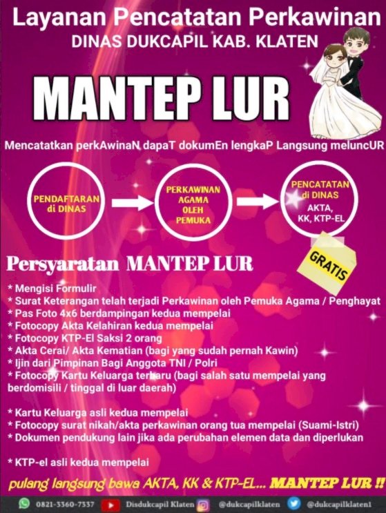 "MANTEP LUR"  Mencatatkan Perkawinan Dapat Dokumen Lengkap Langsung Meluncur.