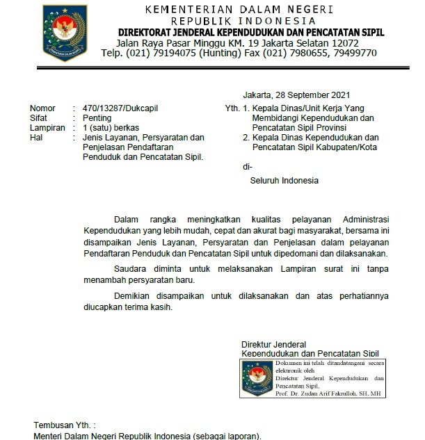 Jenis Layanan, Persyaratan dan Penjelasan Pendaftaran Penduduk dan Pencatatan Sipil.