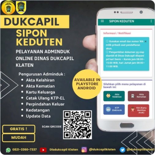 Makin mudah untuk kepengurusan dokumen Adminduk dengan Aplikasi Sipon Keduten.