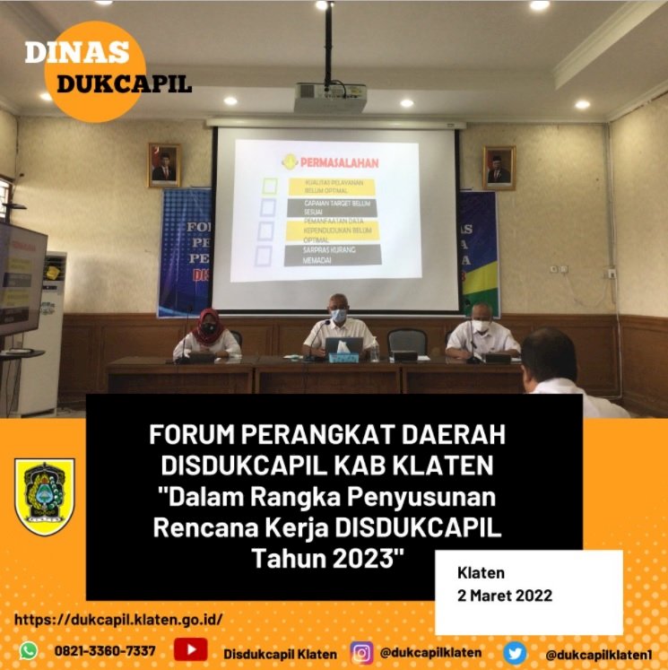 Forum Perangkat Daerah Dinas Dukcapil Klaten Tahun 2023.