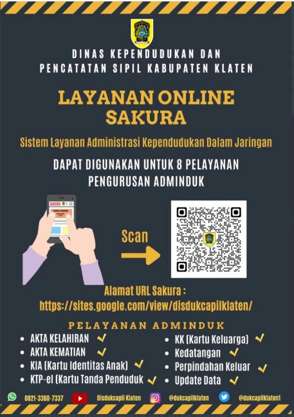 Pelayanan Adminduk secara Online menggunakan Aplikasi SAKURA.