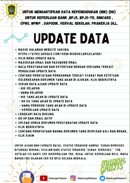Mohon disimak update data menggunakan Aplikasi Sakura.