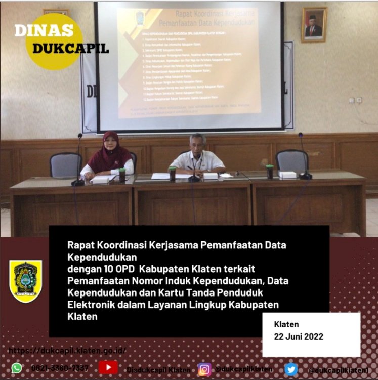 Rapat Koordinasi Kerjasama Pemanfaatan Data Kependudukan.