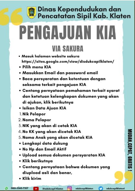 Tutorial pengajuan KIA via online website Sakura.