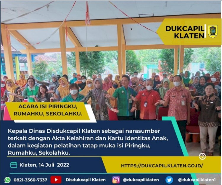 Sosialisasi Akta Kelahiran dan Kartu Identitas Anak pada Acara IsiPiringku, Rumahku, Sekolahku.
