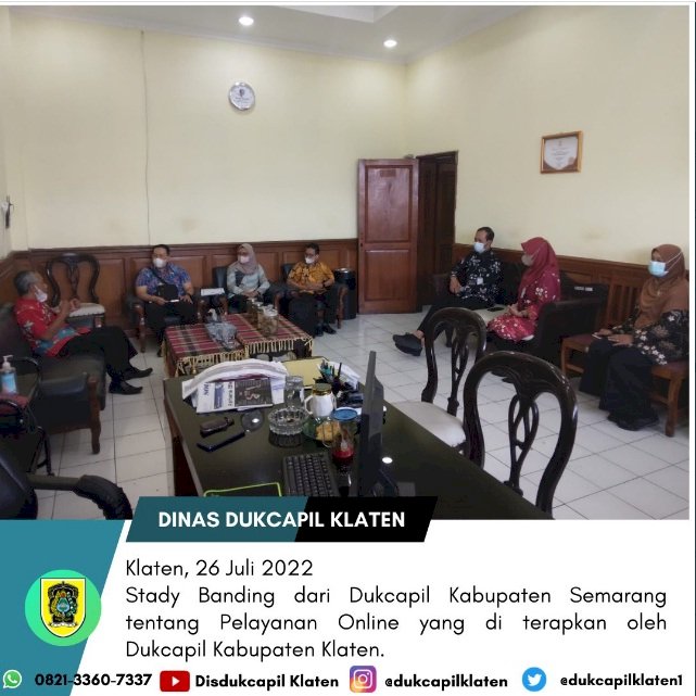 KUNJUNGAN DUKCAPIL KABUPATEN SEMARANG DALAM RANGKA STUDI REFERENSI PELAYANAN ONLINE.