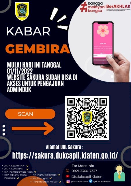 Ajukan Layanan Adminduk online menggunakan Layanan SAKURA berbasis Website.