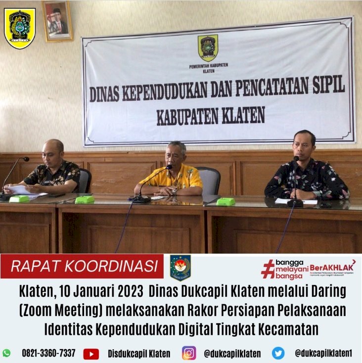 Zoom Meeting rapat koordinasi  persiapan pelaksanaan Identitas Kependudukan Digital Tingkat Kecamatan.
