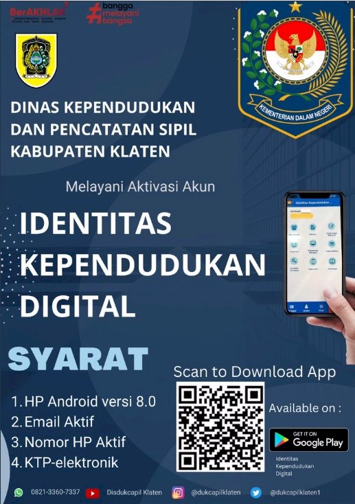 Syarat aktifasi Identitas Kependudukan Digital (IKD).