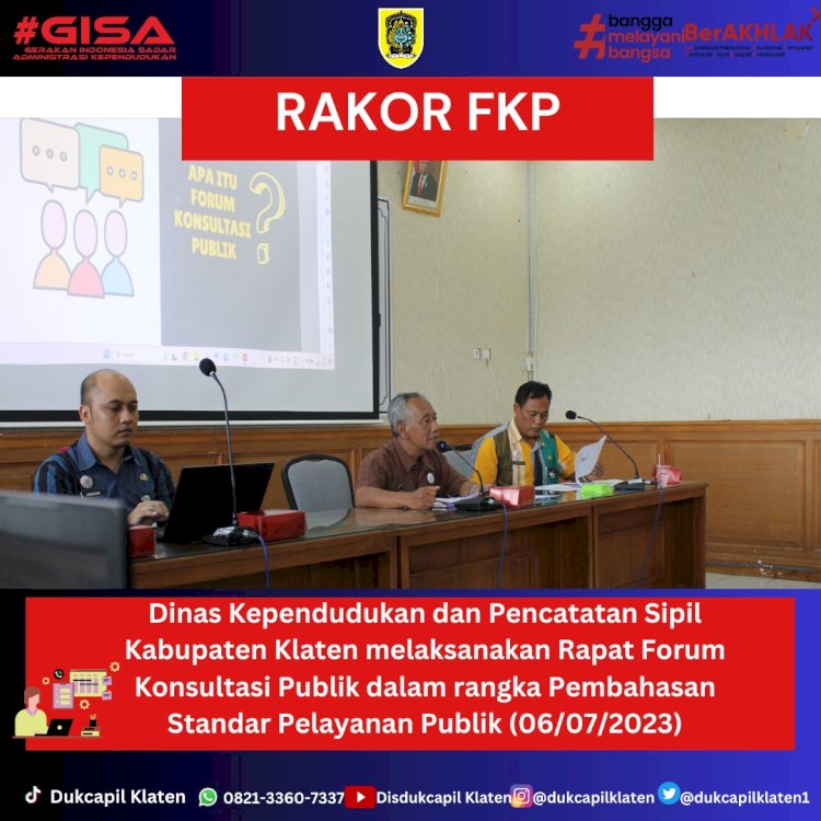 Rapat Forum Konsultasi Publik Pembahasan Standar Pelayanan Publik.