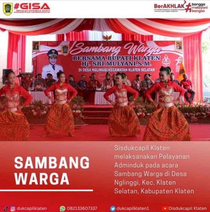 Dinas Kependudukan Dan Pencatatan Sipil Kabupaten Klaten laksanakan Pelayanan Adminduk pada acara Sambang Warga.