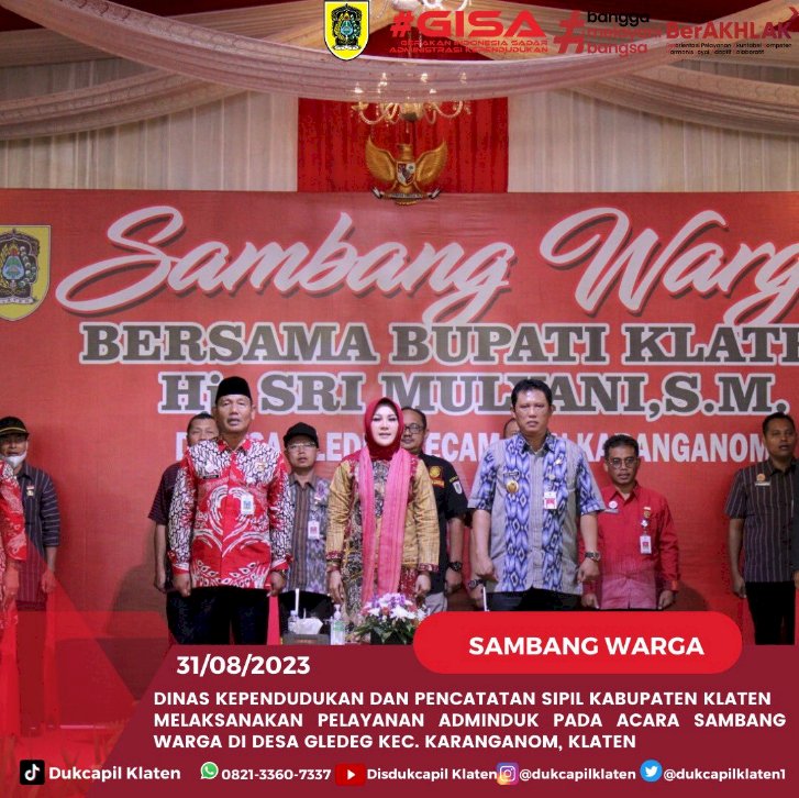 Dinas Kependudukan Dan Pencatatan Sipil Kabupaten Klaten laksanakan Pelayanan Adminduk acara Sambang Warga di Desa Gledeg.