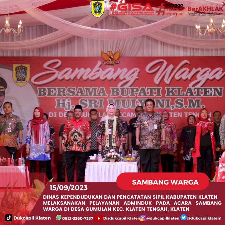 Dinas Kependudukan Dan Pencatatan Sipil Kabupaten Klaten laksanakan Pelayanan Adminduk acara Sambang Warga di Gedung AHIMSA.