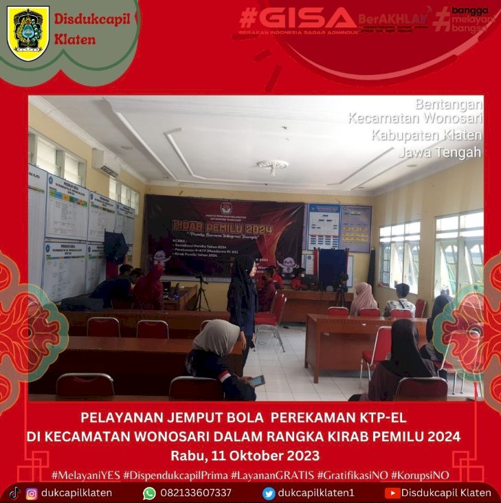 Disdukcapil Klaten bekerjasama dengan KPU Klaten melaksanakan Pelayanan Jemput Bola Perekaman KTP-EL di Kecamatan Wonosari .
