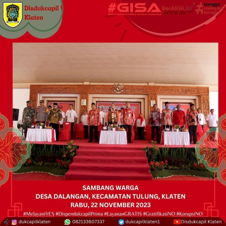 Dinas Dukcapil Klaten memberikan pelayanan membahagiakan pada acara sambang warga Desa Dalangan Kecamatan Tulung.