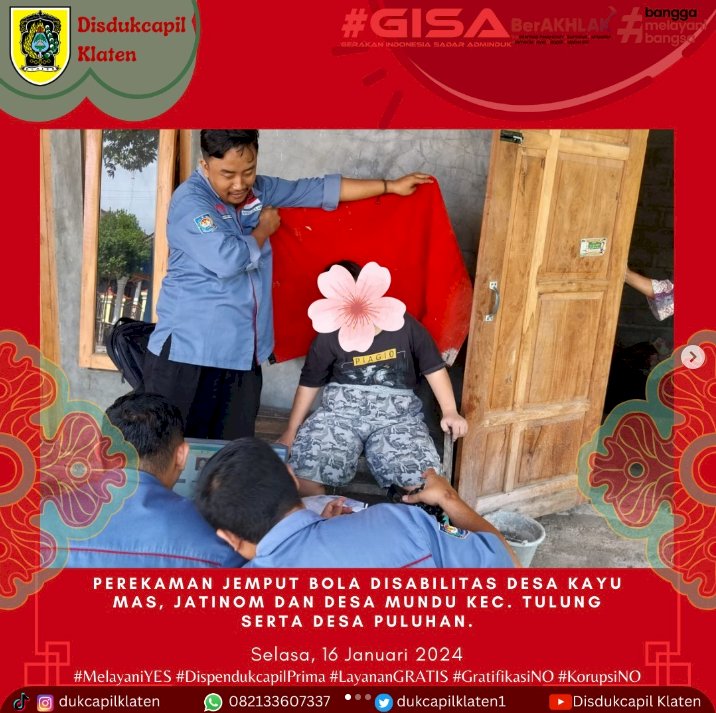 Perekaman Jemput Bola disabilitas oleh Dinas Dukcapil Klaten.
