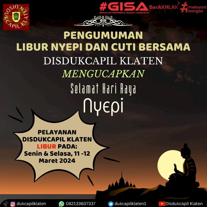 PENGUMUMAN!  LIBUR NYEPI DAN CUTI BERSAMA.