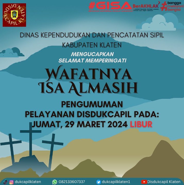 PENGUMUMAN!  LIBUR WAFATNYA ISA ALMASIH