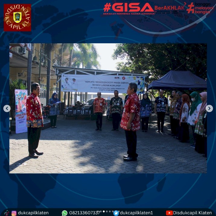 Apel pagi dilaksanakan Dinas Kependudukan dan Pencatatan Sipil Kabupaten Klaten.