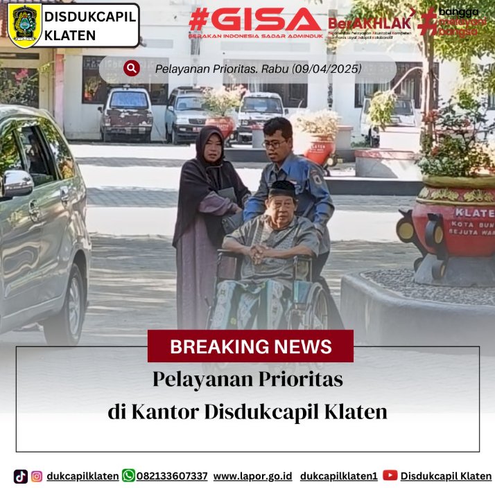 Disdukcapil Klaten melayani dengan hati lewat jalur prioritas.