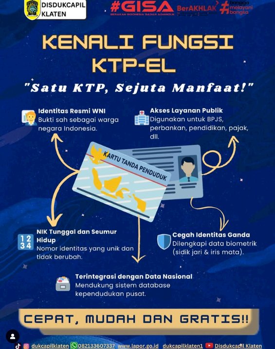 KTP-EL bukan sekedar kartu, tapi kunci ke banyak layanan!