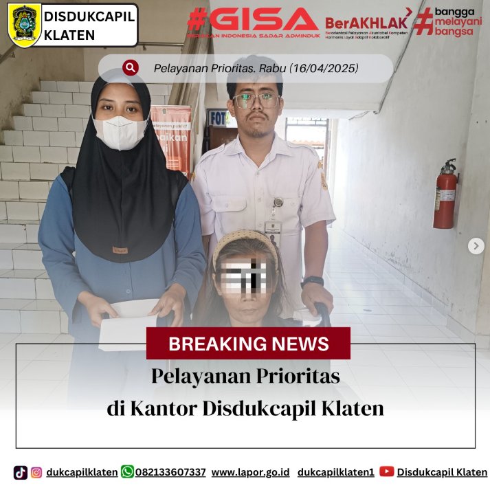 Pelayanan Prioritas Dukcapil Klaten.