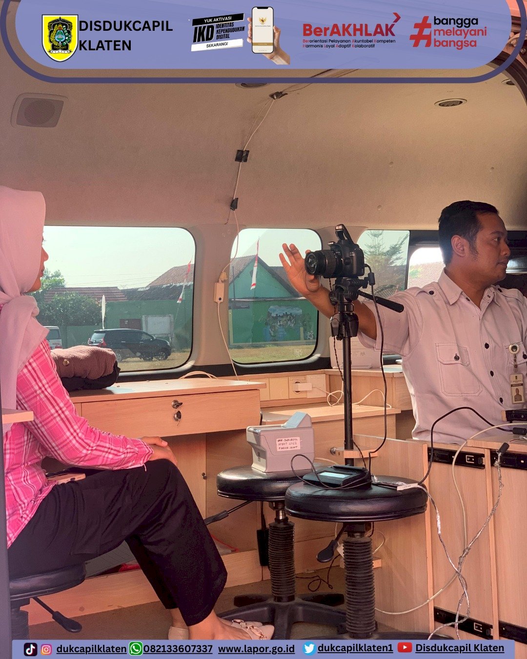 Disdukcapil Klaten hadir memberikan pelayanan adminduk pada kegiatan Sambung Rasa di Desa Sumberejo, Kec. Klaten Selatan, Klaten