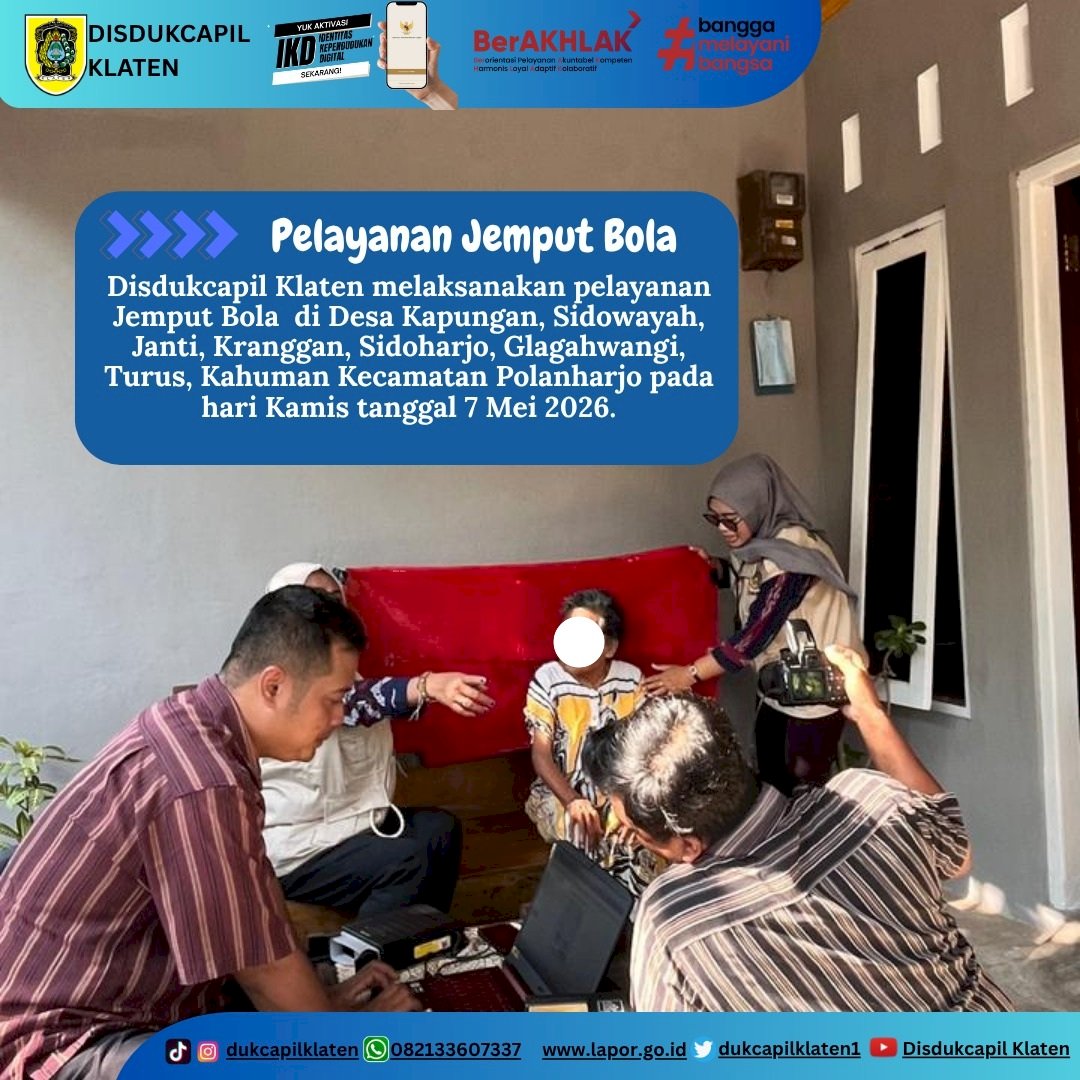 Disdukcapil Klaten memberikan Pelayanan Jemput Bola Rekam KTP-El