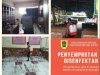 Kegiatan penyemprotan rutin disenfektan setelah jam pelayanan berakhir di lingkungan kerja kantor Disdukcapil Klaten.