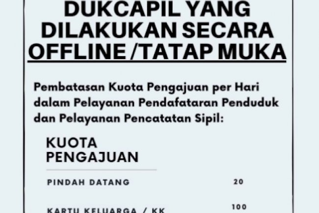 Pelayanan Dukcapil Klaten yang di lakukan secara Offline / tatap muka.