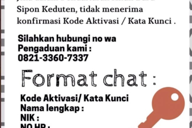 Solusi tidak mendapatkan kode aktivasi saat Pendaftaran Baru di akun SIPON KEDUTEN.