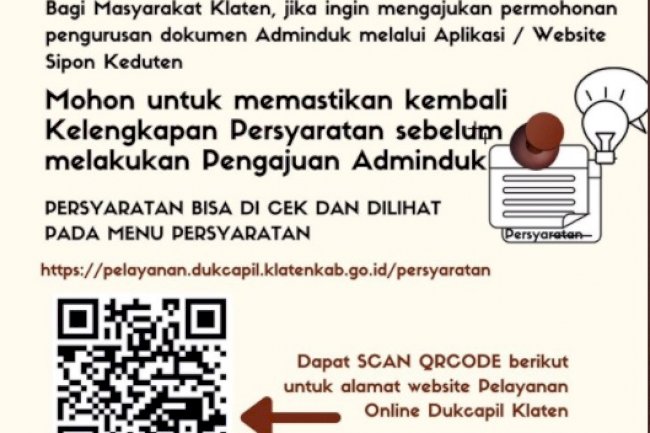 Mohon disimak informasinya, untuk sebelum melakukan submit pengajuan dokumen Adminduk mohon untuk memastikan kelengkapan persyaratan.