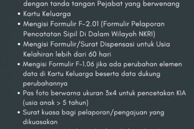 Peryaratan akta kelahiran pelayanan Dinas Dukcapil Klaten.