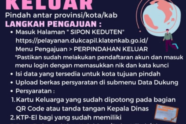 Perpindahan Keluar Provinsi/Kota/Kab pengajuan lewat online Aplikasi Sipon Keduten menjadi lebih mudah.