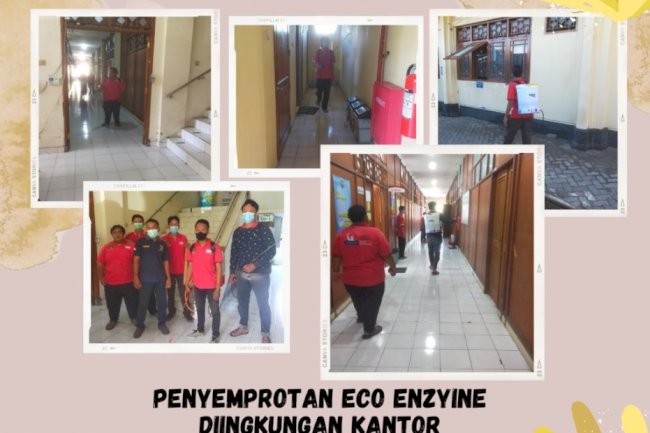 Penyemprotan ECO Enzyine Dilingkungan Kantor Dinas Dukcapil Klaten.