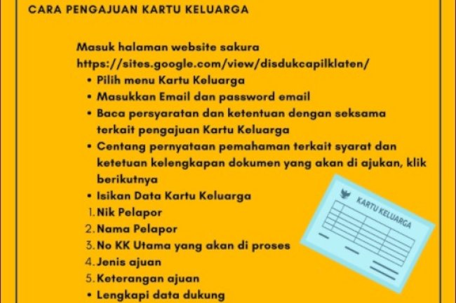 Mohon disimak membuat Kartu Keluarga (KK) menggunakan Aplikasi Sakura.
