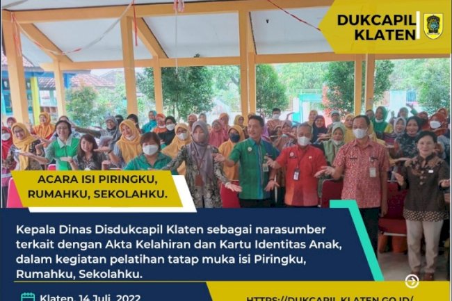 Sosialisasi Akta Kelahiran dan Kartu Identitas Anak pada Acara IsiPiringku, Rumahku, Sekolahku.