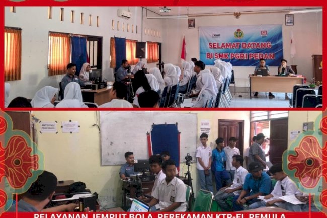 Pelayanan Jemput Bola perekaman KTP-EL Pemula di SMK PGRI Pedan  dan SMK Tekstil Pedan.