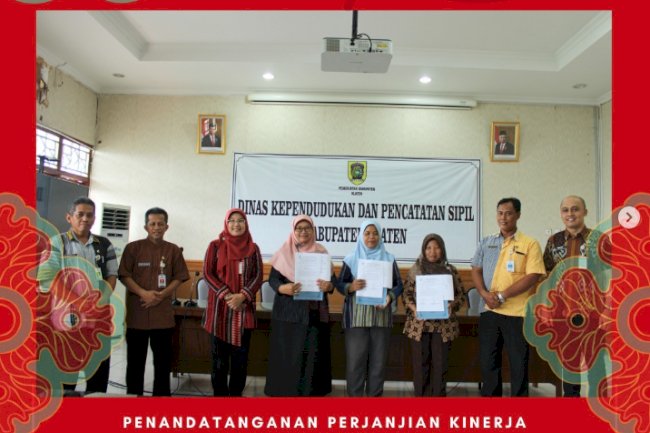 Penandatanganan Perjanjian Kinerja Dinas Dukcapil Klaten Tahun 2024.