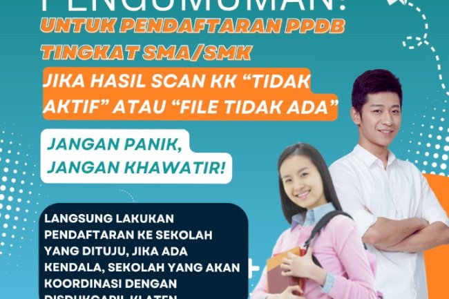 Pendaftaran PPDB tingkat SMA/SMK