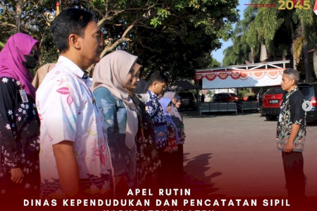Apel pagi yang dilaksanakan oleh Dinas Kependudukan dan Pencatatan Sipil Kabupaten Klaten.