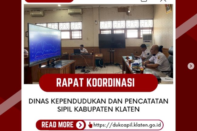 Dinas Dukcapil Klaten laksanakan Rakor Optimalisasi Aktivadi IKD melalui daring/zoom.